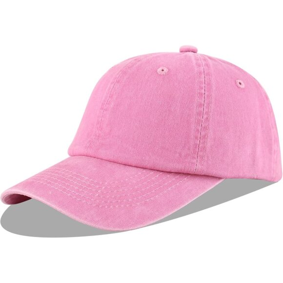 Unisex Washed-pink Baseball Cap Cotton Fits Washed Denim Adjustable Hat - Picture 1 of 7